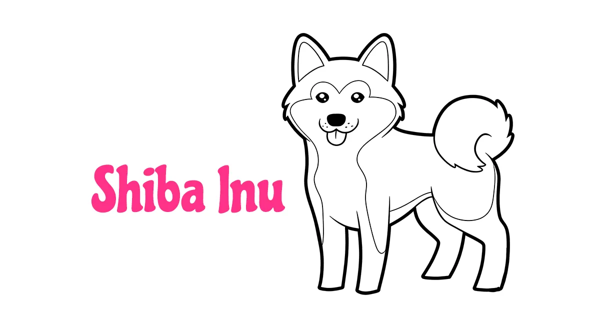 柴犬简笔画涂色页