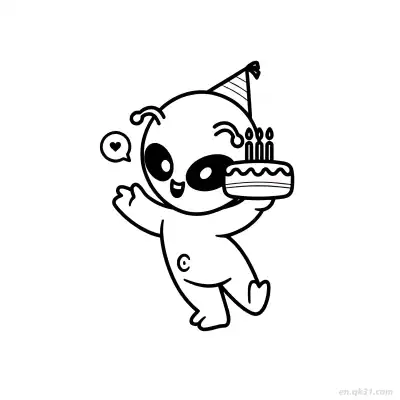 外星人生日庆祝涂色页 – 免费可打印简笔画涂色画