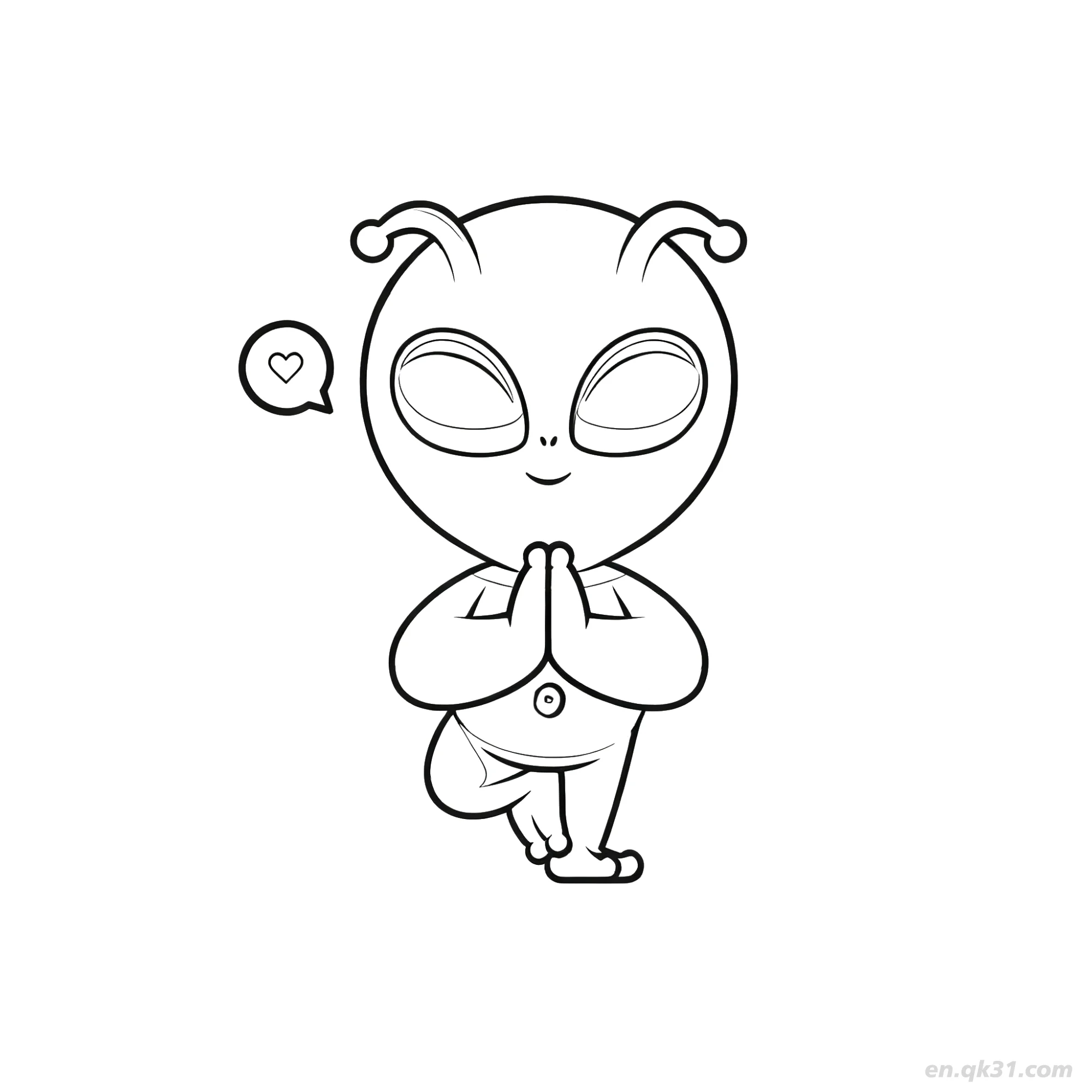 免费 外星人树式瑜伽涂色页 简笔画涂色页