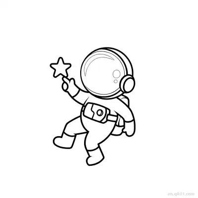 宇航员拿星星涂色页 – 免费可打印简笔画涂色画