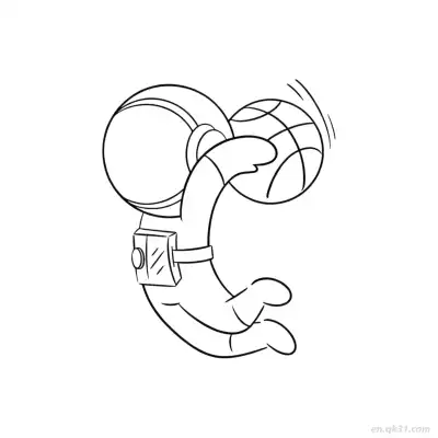 宇航员猛力扣篮涂色页 – 免费可打印简笔画涂色画