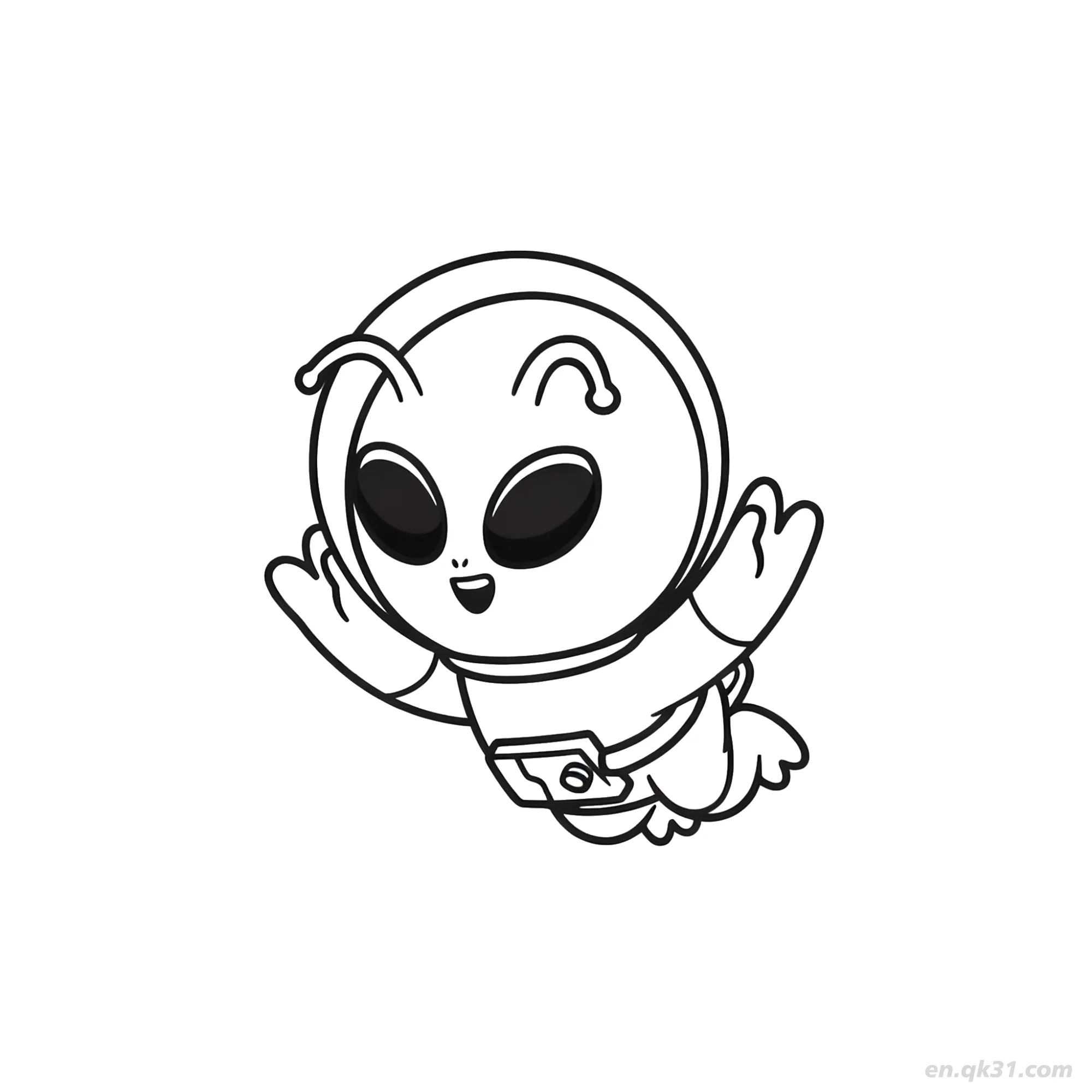 免费 飞行外星人穿太空服涂色页 简笔画涂色页