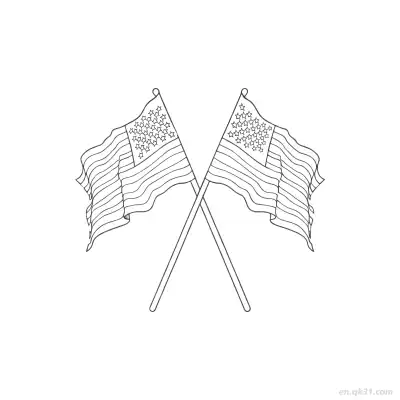 交叉美国国旗涂色页  – 免费可打印简笔画涂色画