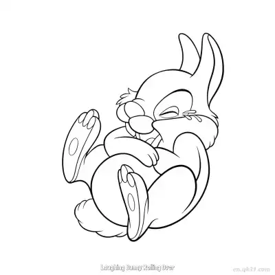 翻滚大笑的兔子 简笔画 素描 涂鸦 - 免费可打印 兔子简笔画 下载PDF – 免费可打印简笔画涂色画