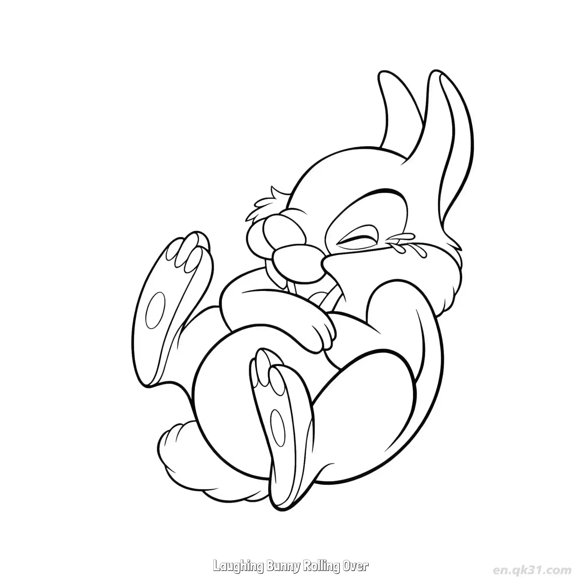 免费 翻滚大笑的兔子 简笔画 素描 涂鸦 - 免费可打印 兔子简笔画 下载PDF 简笔画涂色页