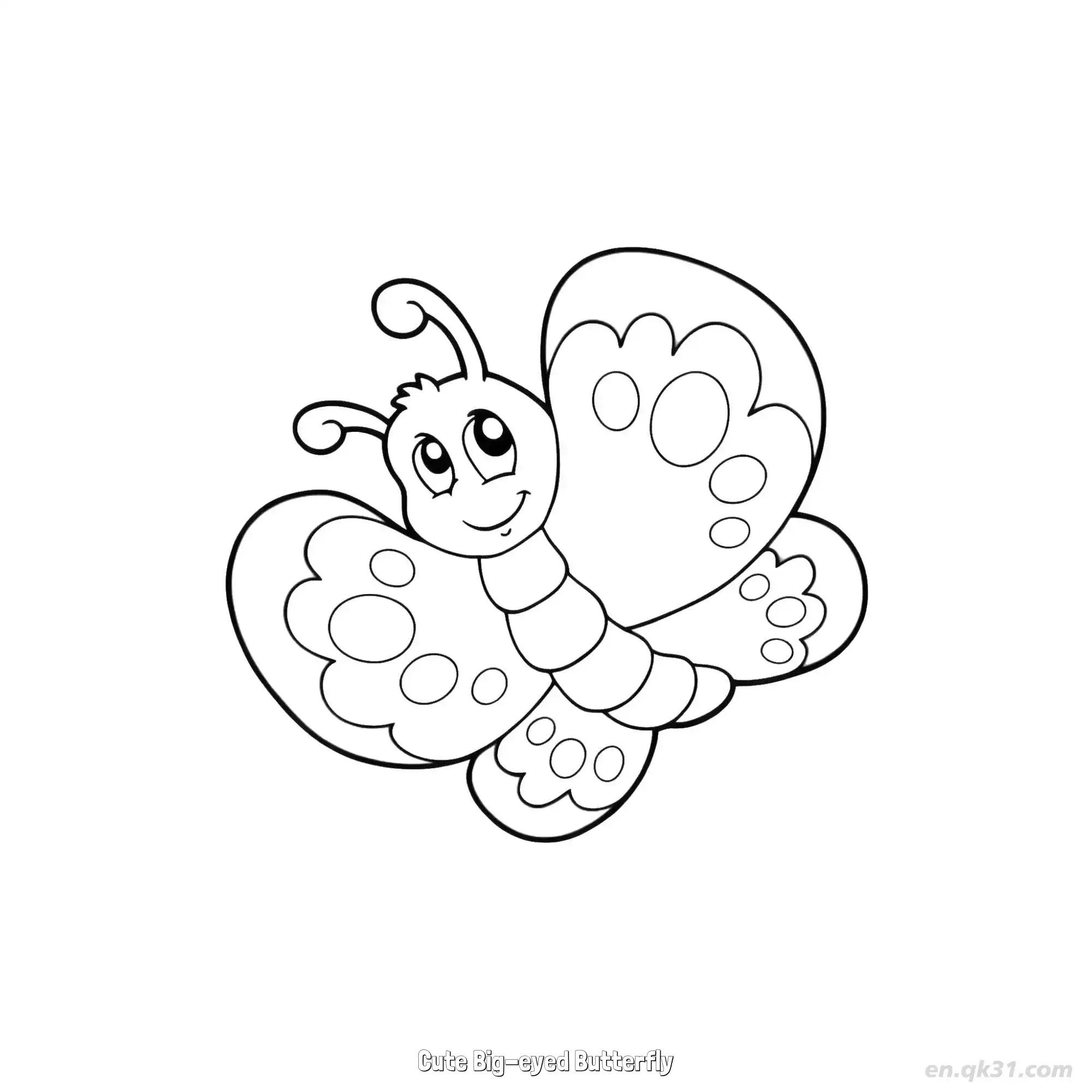 免费 可爱大眼蝴蝶 简笔画 素描 涂鸦 - 免费可打印 蝴蝶简笔画 下载PDF 简笔画涂色页