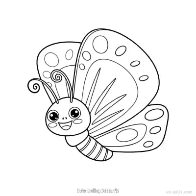 可爱微笑蝴蝶 2简笔画 素描 涂鸦 - 免费可打印 蝴蝶简笔画 下载PDF – 免费可打印简笔画涂色画