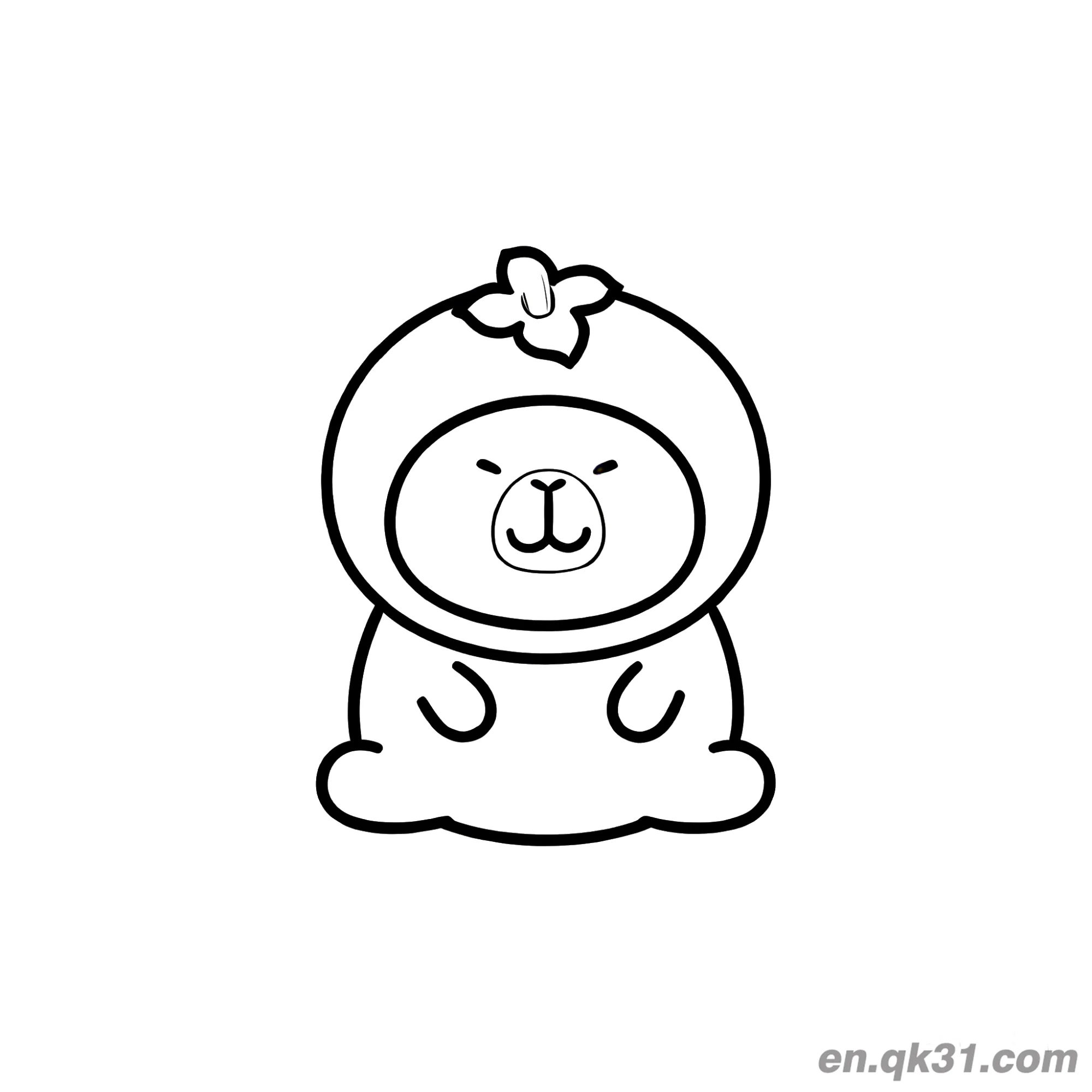 免费 卡比巴拉穿橙色连帽衫涂色页 简笔画涂色页