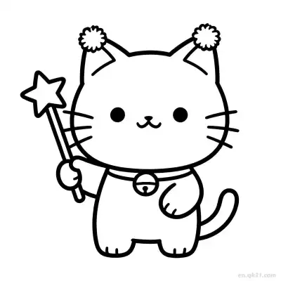 圣诞猫 1简笔画 素描 涂鸦 - 免费可打印可爱猫 下载PDF – 免费可打印简笔画涂色画