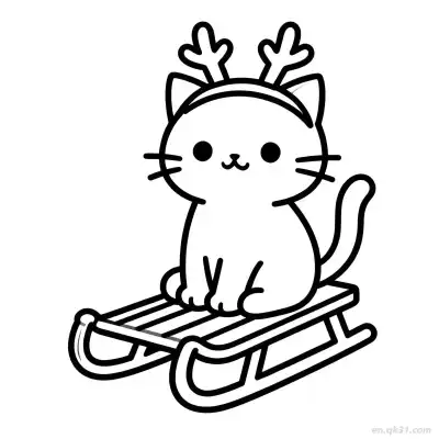圣诞猫 10简笔画 素描 涂鸦 - 免费可打印可爱猫 下载PDF – 免费可打印简笔画涂色画
