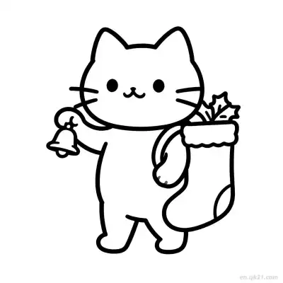 圣诞猫 13简笔画 素描 涂鸦 - 免费可打印可爱猫 下载PDF – 免费可打印简笔画涂色画
