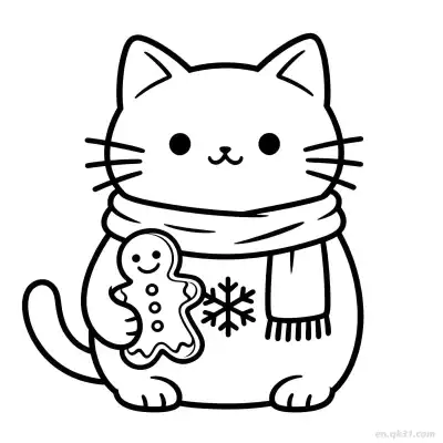 圣诞猫 15简笔画 素描 涂鸦 - 免费可打印可爱猫 下载PDF – 免费可打印简笔画涂色画