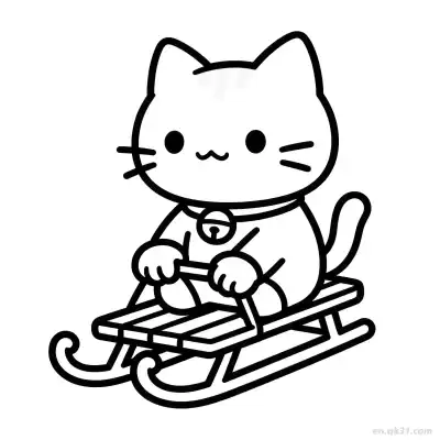 圣诞猫 16简笔画 素描 涂鸦 - 免费可打印可爱猫 下载PDF – 免费可打印简笔画涂色画