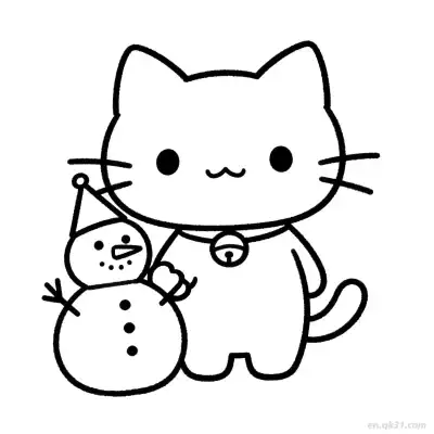 圣诞猫 5简笔画 素描 涂鸦 - 免费可打印可爱猫 下载PDF – 免费可打印简笔画涂色画
