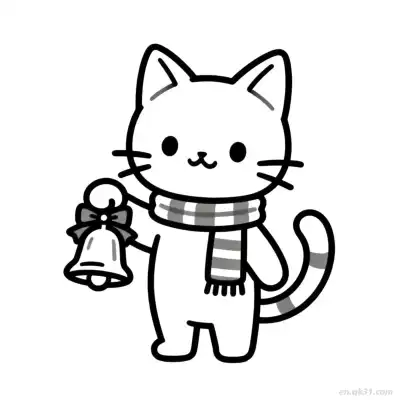 圣诞猫 6简笔画 素描 涂鸦 - 免费可打印可爱猫 下载PDF – 免费可打印简笔画涂色画