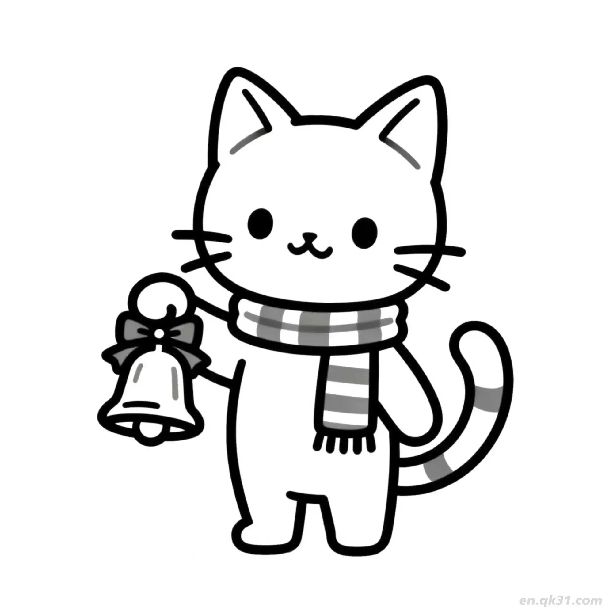 免费 圣诞猫 6简笔画 素描 涂鸦 - 免费可打印可爱猫 下载PDF 简笔画涂色页