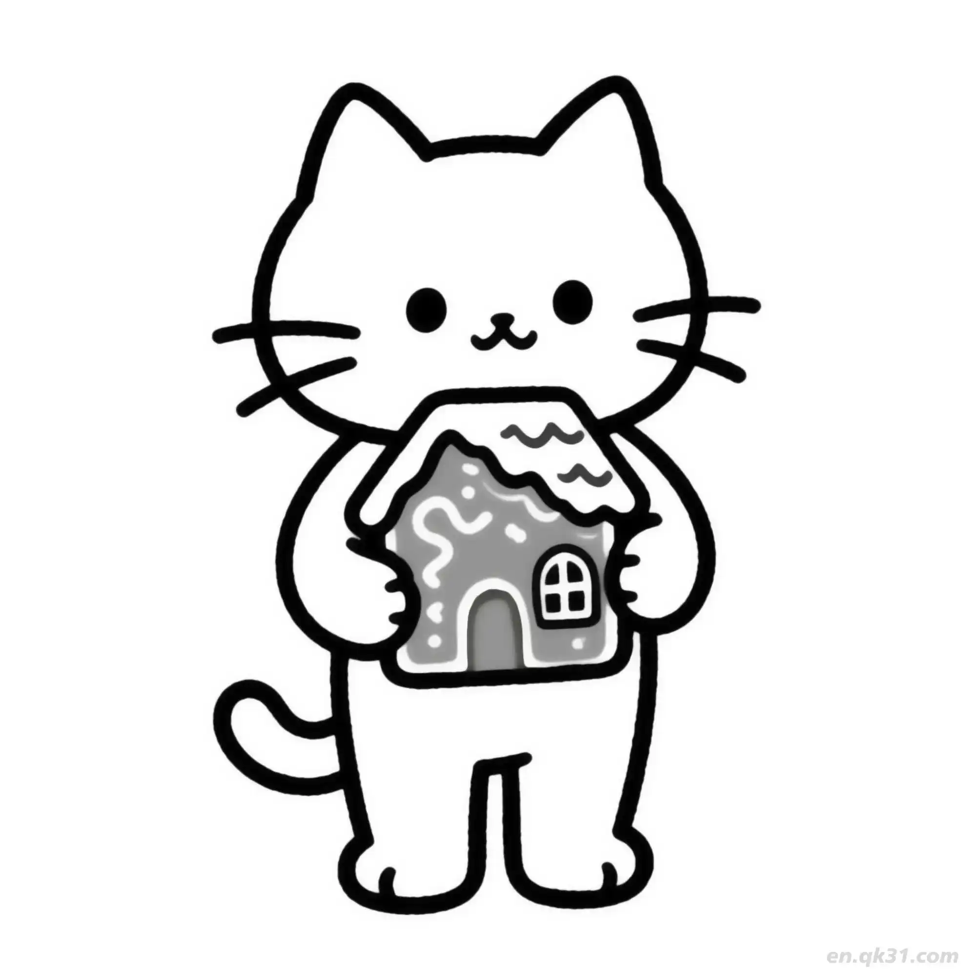 免费 圣诞猫 8简笔画 素描 涂鸦 - 免费可打印可爱猫 下载PDF 简笔画涂色页