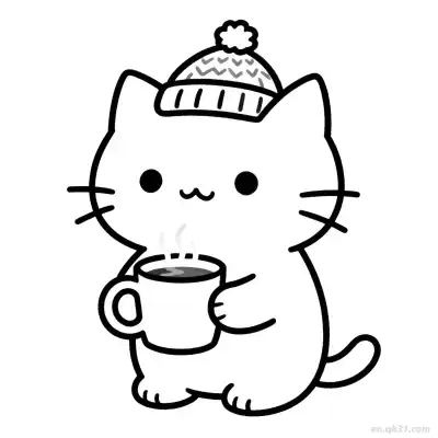 圣诞猫 9简笔画 素描 涂鸦 - 免费可打印可爱猫 下载PDF – 免费可打印简笔画涂色画