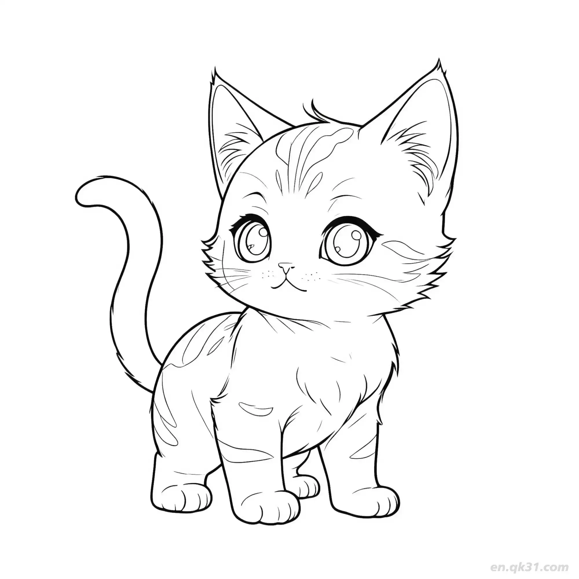 免费 猫 5简笔画 素描 涂鸦 - 免费可打印可爱猫 下载PDF 简笔画涂色页