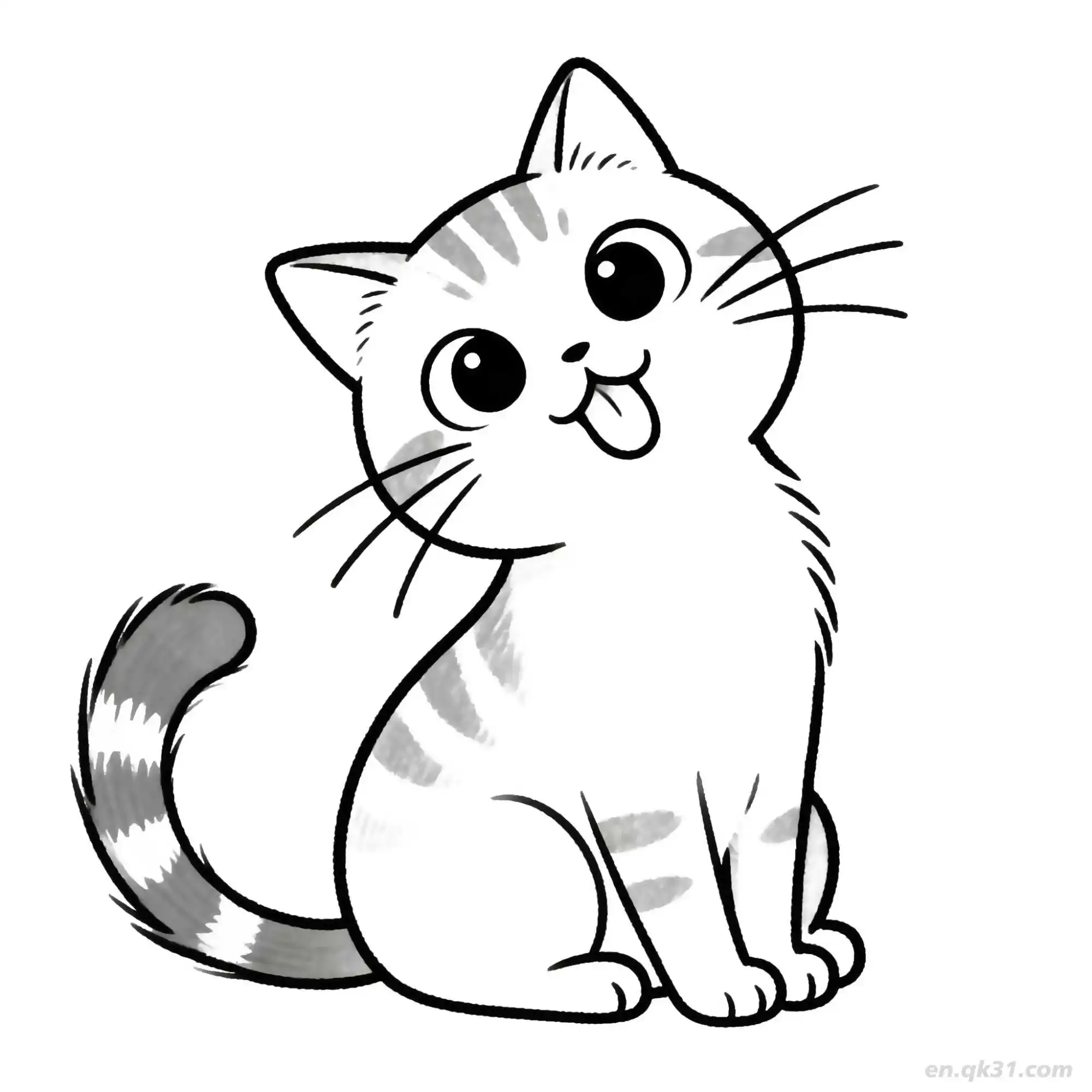 免费 猫 75简笔画 素描 涂鸦 - 免费可打印可爱猫 下载PDF 简笔画涂色页