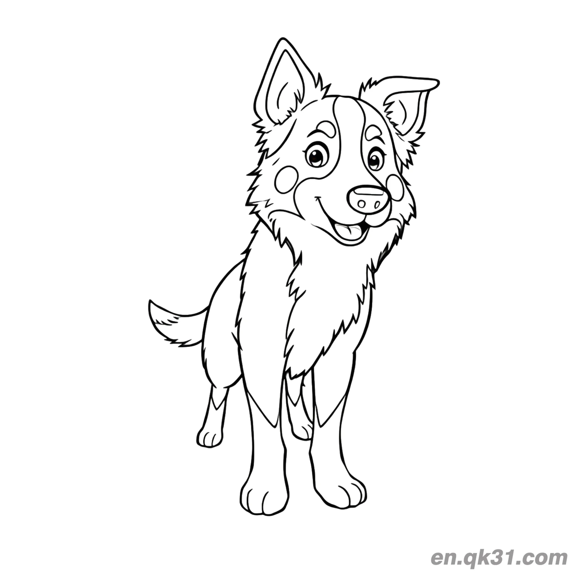 免费 卡通微笑边牧风格伯恩山犬简笔画涂色页 简笔画涂色页