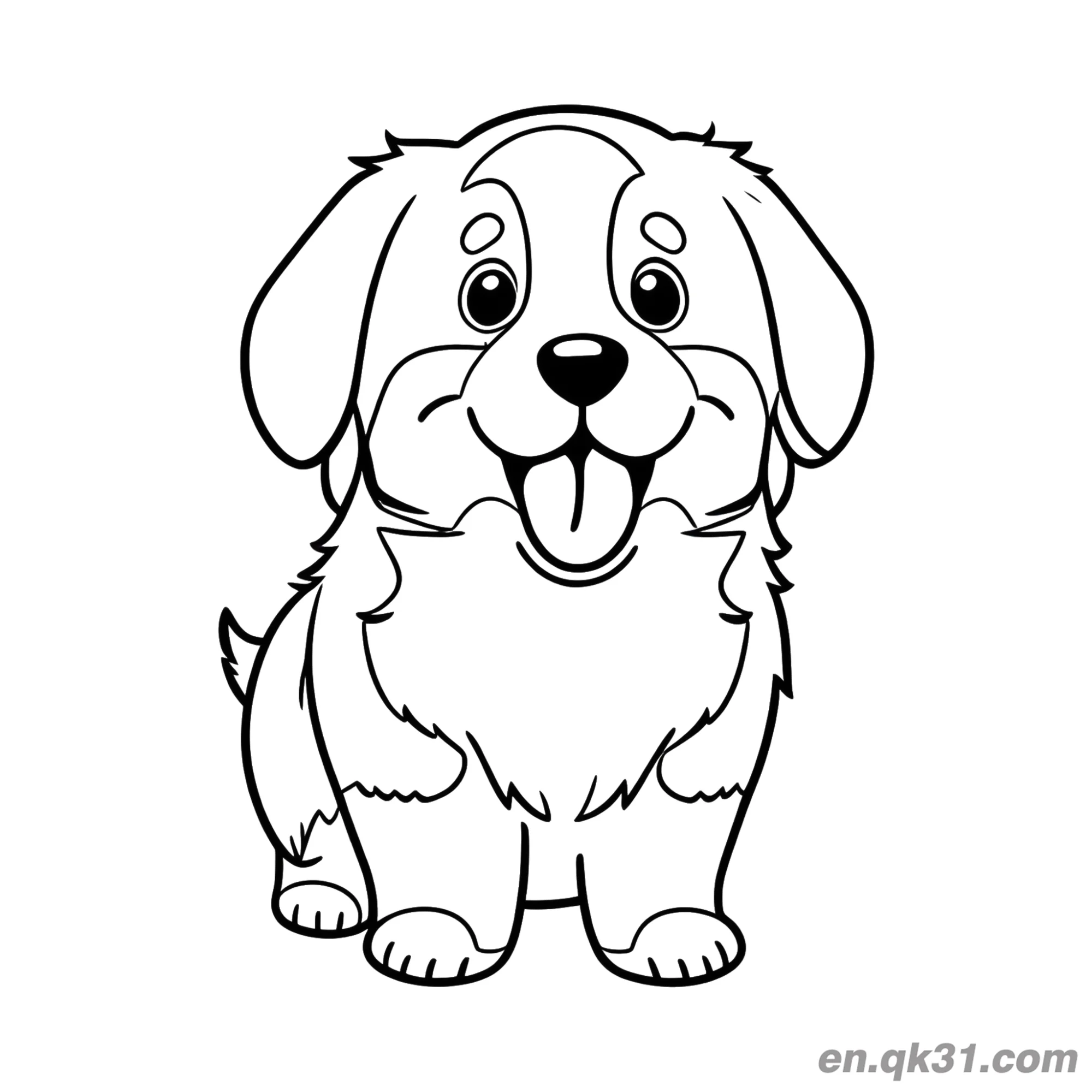 免费 可爱的吐舌头伯恩山幼犬简笔画涂色页 简笔画涂色页