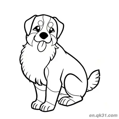 可爱的坐姿吐舌头伯恩山犬简笔画涂色页 – 免费可打印简笔画涂色画