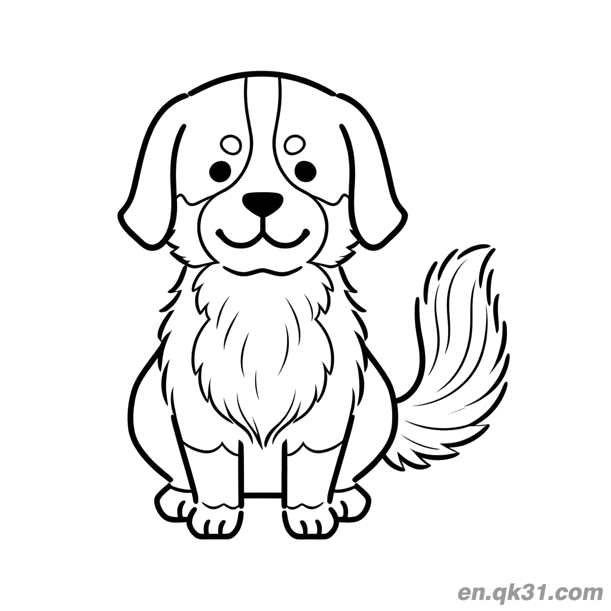 免费 极简风格坐姿伯恩山幼犬简笔画涂色页 简笔画涂色页
