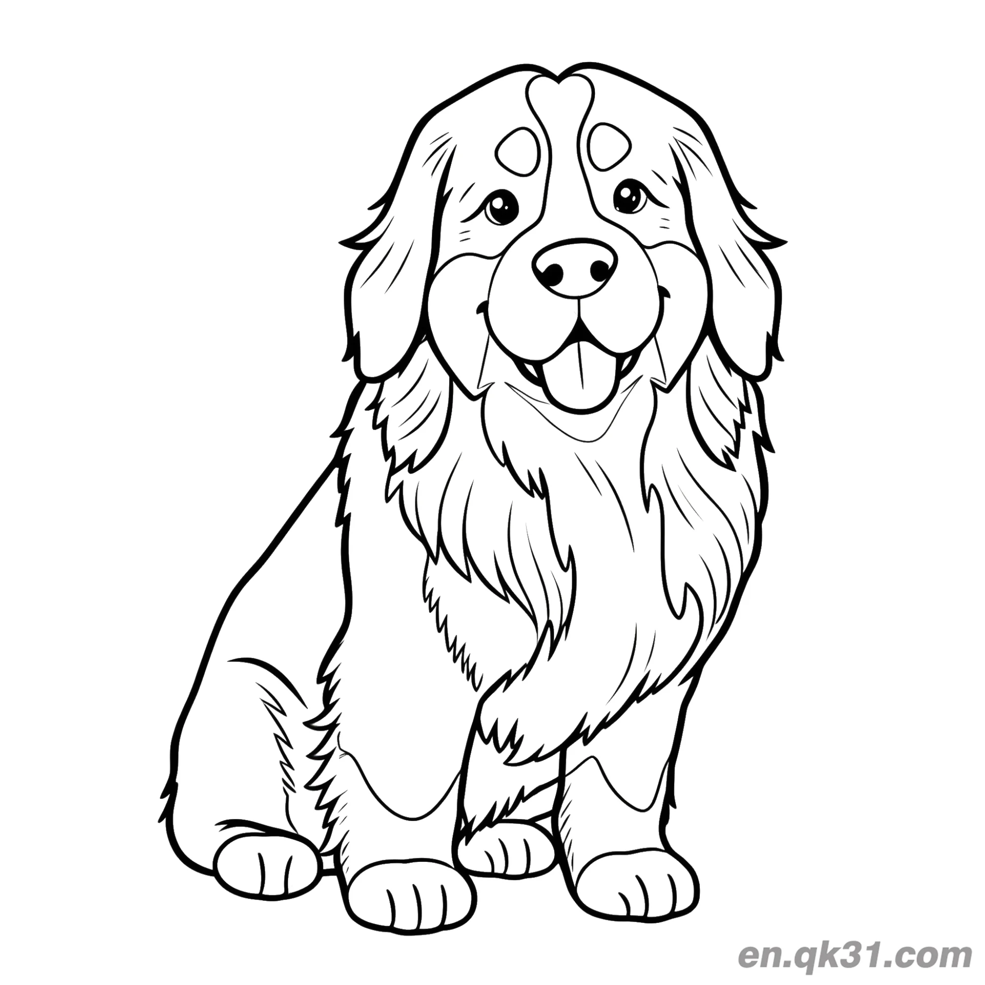 免费 侧面坐姿长毛伯恩山犬简笔画涂色页 简笔画涂色页