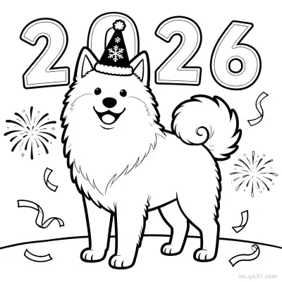 2026新年快乐狗 6简笔画 素描 涂鸦 - 免费可打印狗 下载PDF – 免费可打印简笔画涂色画