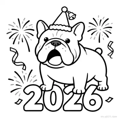 2026新年快乐狗 7简笔画 素描 涂鸦 - 免费可打印狗 下载PDF – 免费可打印简笔画涂色画