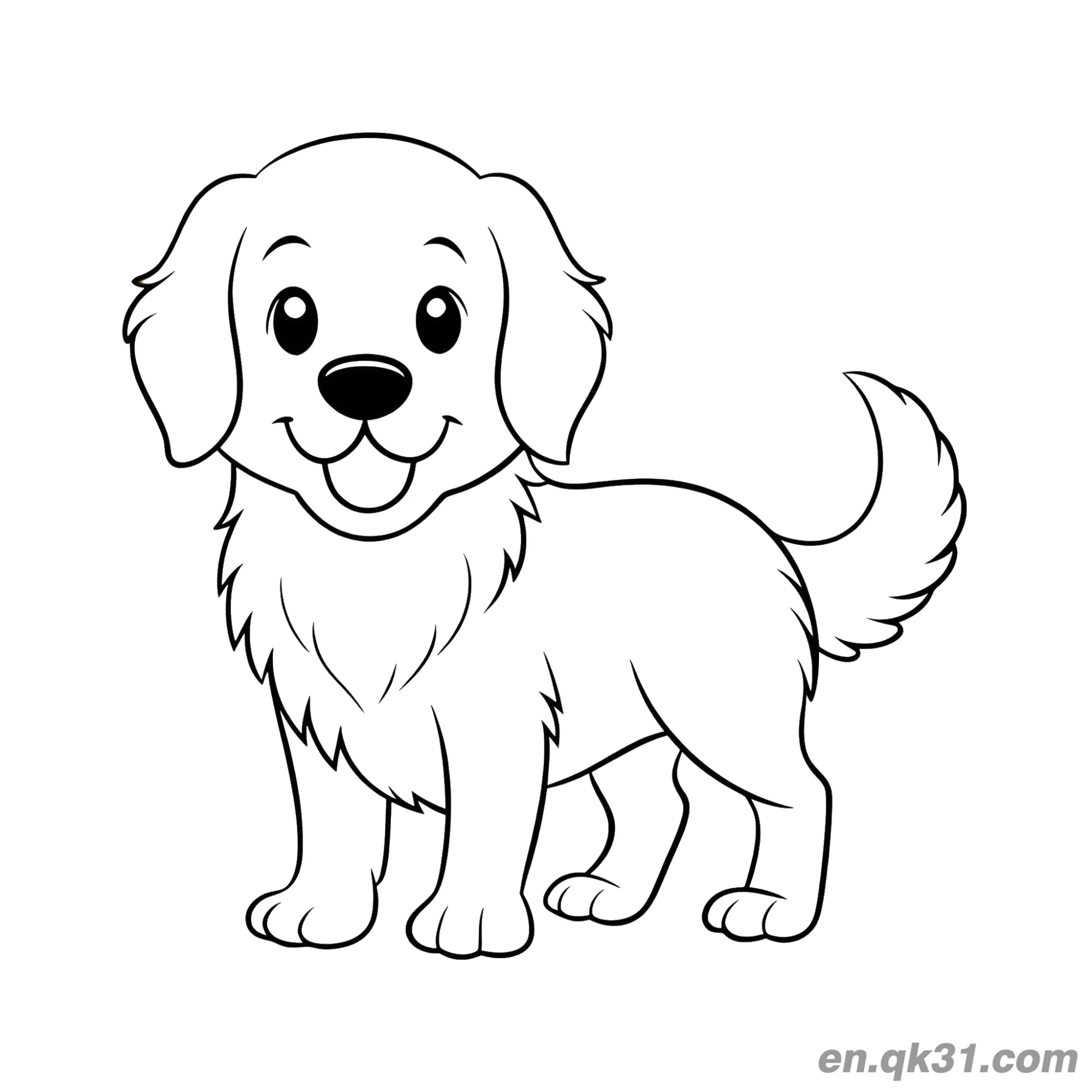免费 奇比金毛寻回犬幼犬迷你风格简笔画涂色页 简笔画涂色页