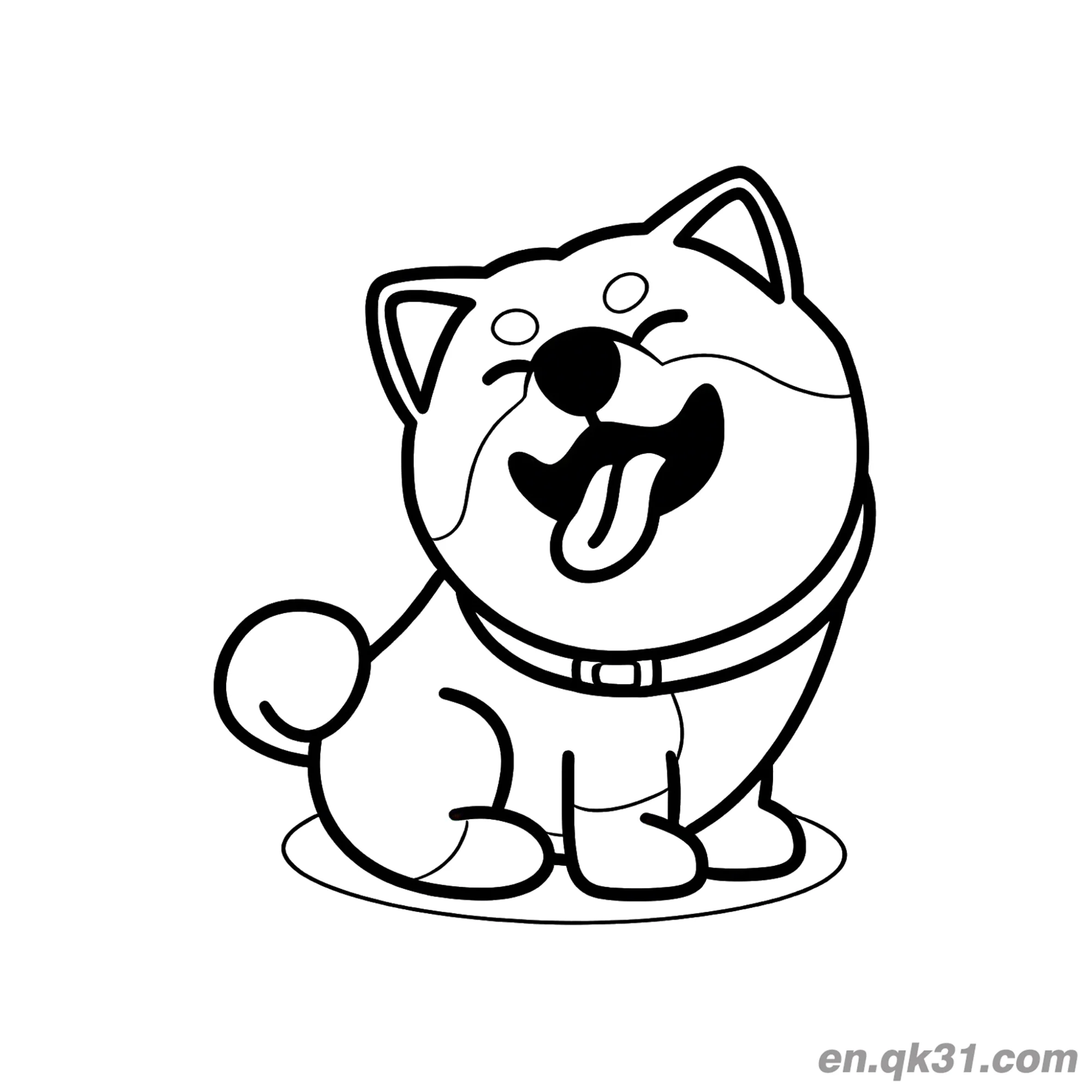 免费 胖柴犬大笑简笔画涂色页搞笑 简笔画涂色页