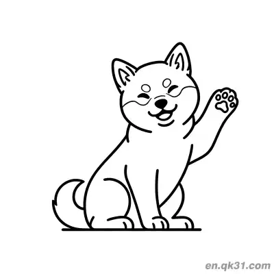 挥手爪的可爱柴犬简笔画涂色页友好设计 – 免费可打印简笔画涂色画
