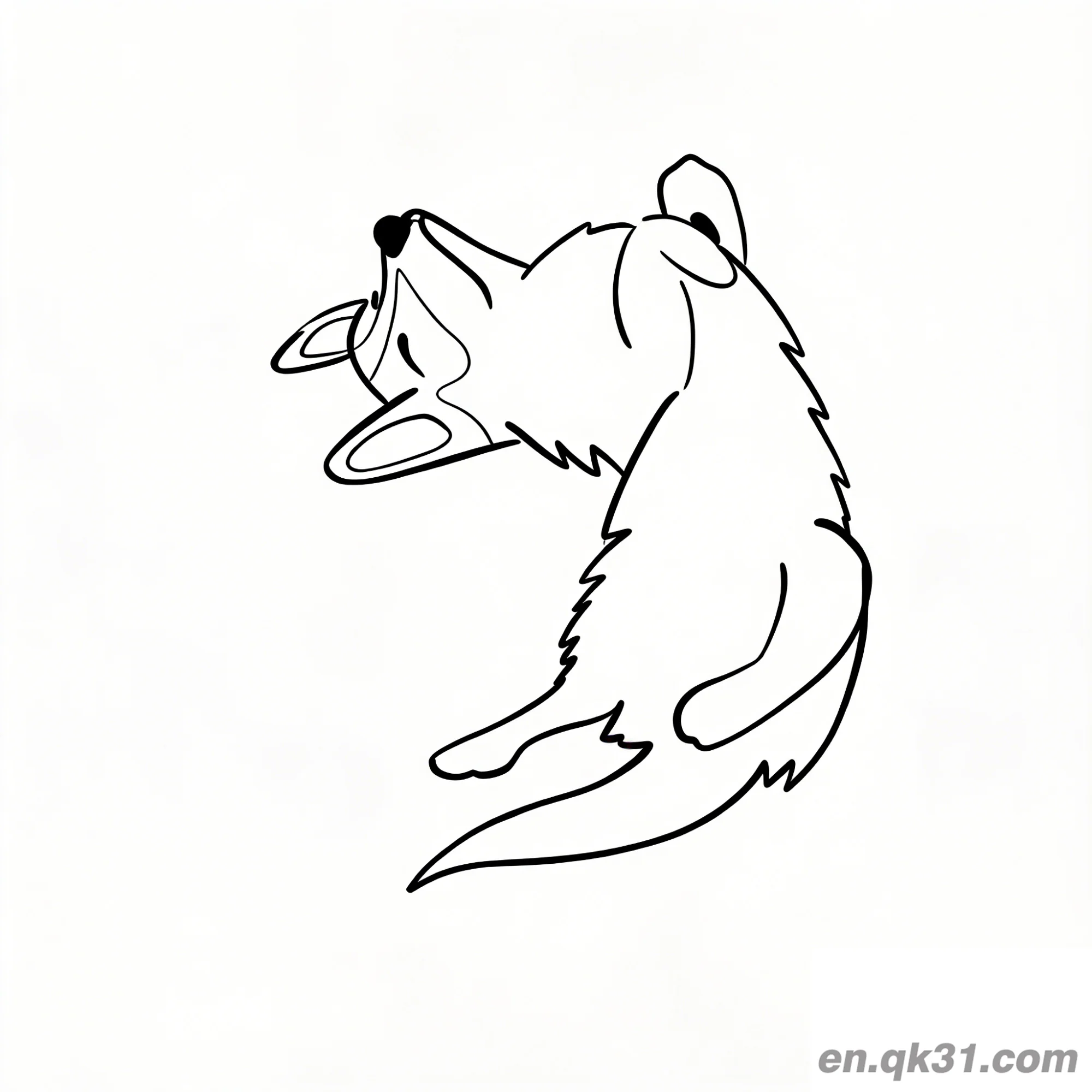 免费 懒惰躺着的长毛柴犬简笔画涂色页放松 简笔画涂色页