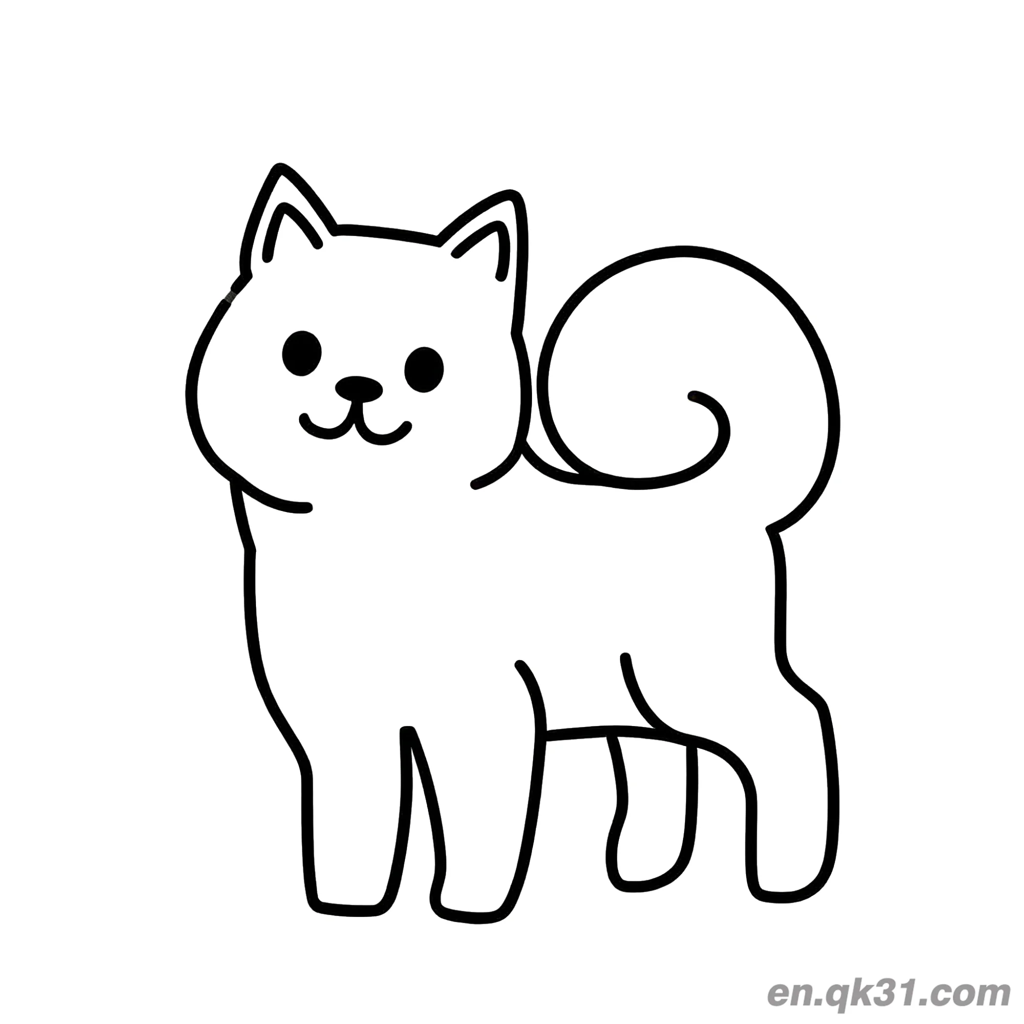免费 极简线条艺术柴犬简笔画涂色页简单设计 简笔画涂色页