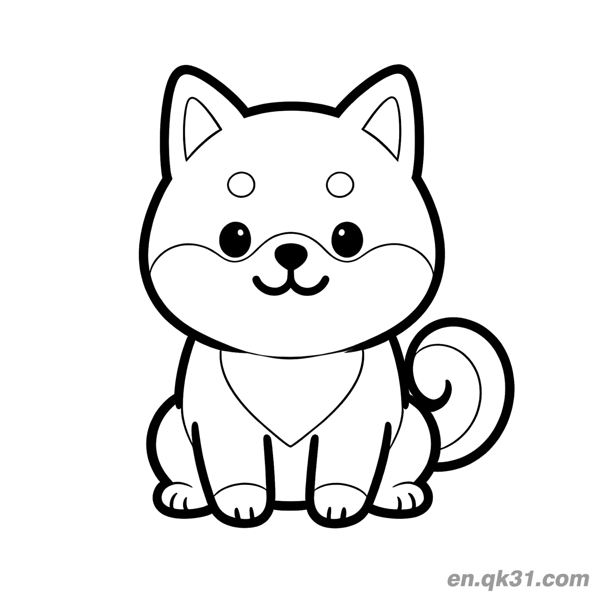 免费 圆润Chibi柴犬简笔画涂色页卡哇伊风格 简笔画涂色页