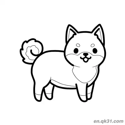 圆润Chibi柴犬云朵尾巴简笔画涂色页 – 免费可打印简笔画涂色画