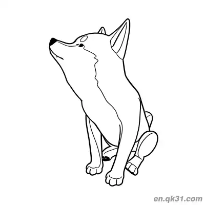 仰望祈祷的柴犬成人简笔画涂色页 – 免费可打印简笔画涂色画