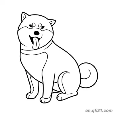 吐舌微笑坐姿柴犬简笔画涂色页可打印 – 免费可打印简笔画涂色画