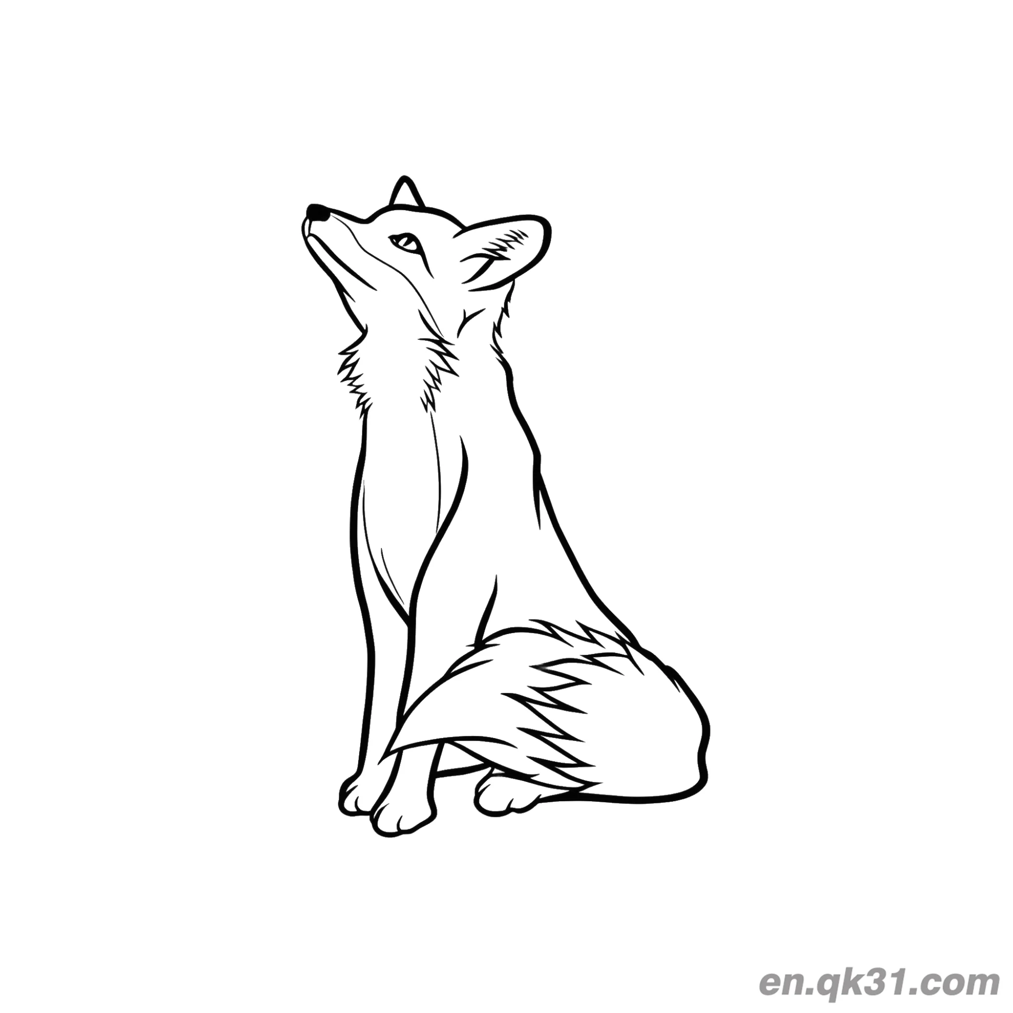 免费 仰望狐狸涂色页 简笔画涂色页
