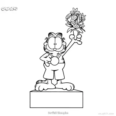 冠军加菲猫 1简笔画 素描 涂鸦 - 免费可打印加菲猫 下载PDF – 免费可打印简笔画涂色画