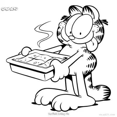 吃派的加菲猫 2简笔画 素描 涂鸦 - 免费可打印加菲猫 下载PDF – 免费可打印简笔画涂色画
