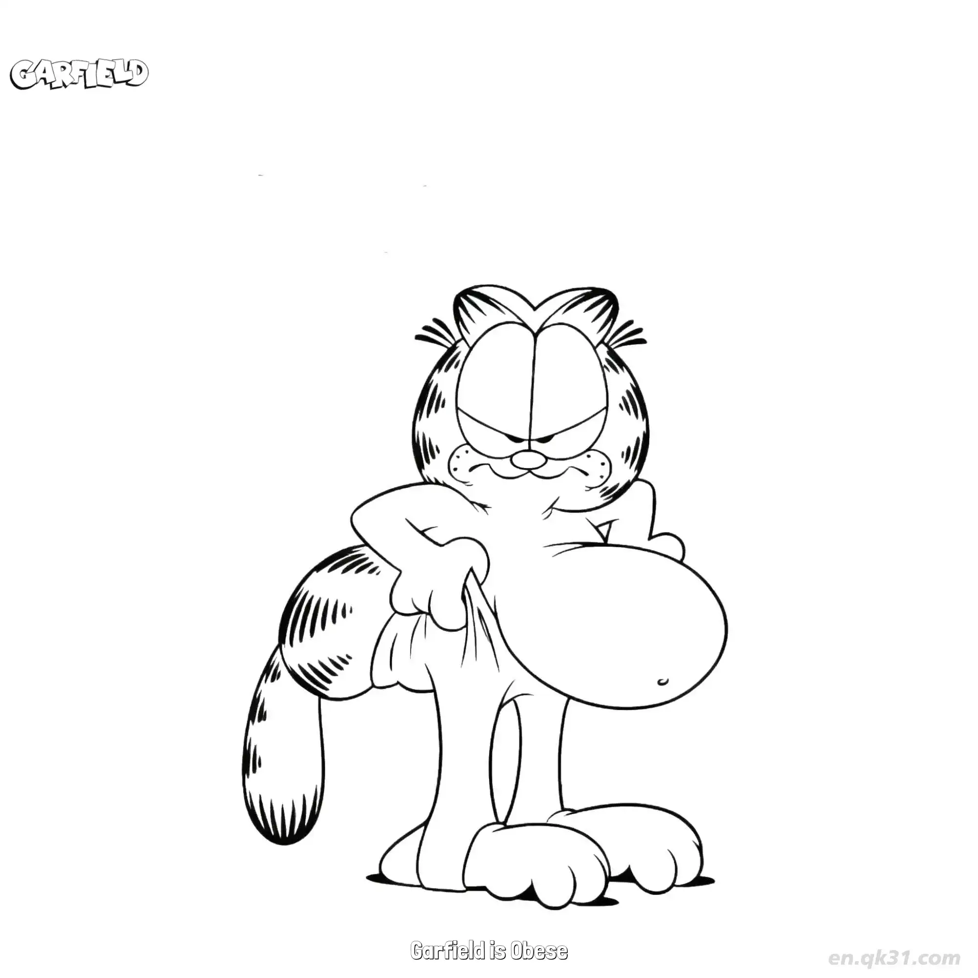 免费 肥胖的加菲猫 简笔画 素描 涂鸦 - 免费可打印加菲猫 下载PDF 简笔画涂色页