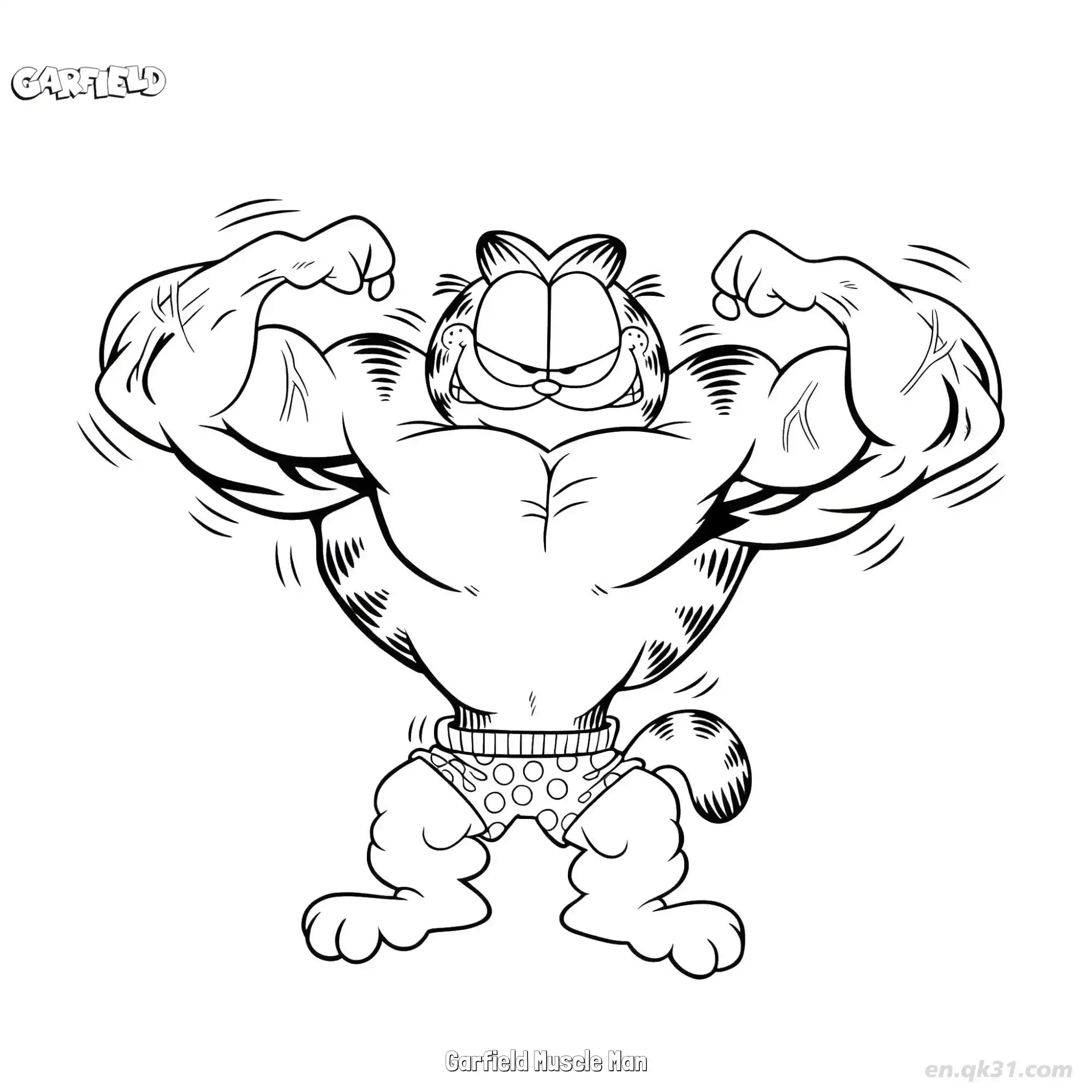 肌肉男加菲猫 简笔画 素描 涂鸦 - 免费可打印加菲猫 下载PDF简笔画涂色画 – 为儿童和成人提供的免费可打印简笔画涂色画