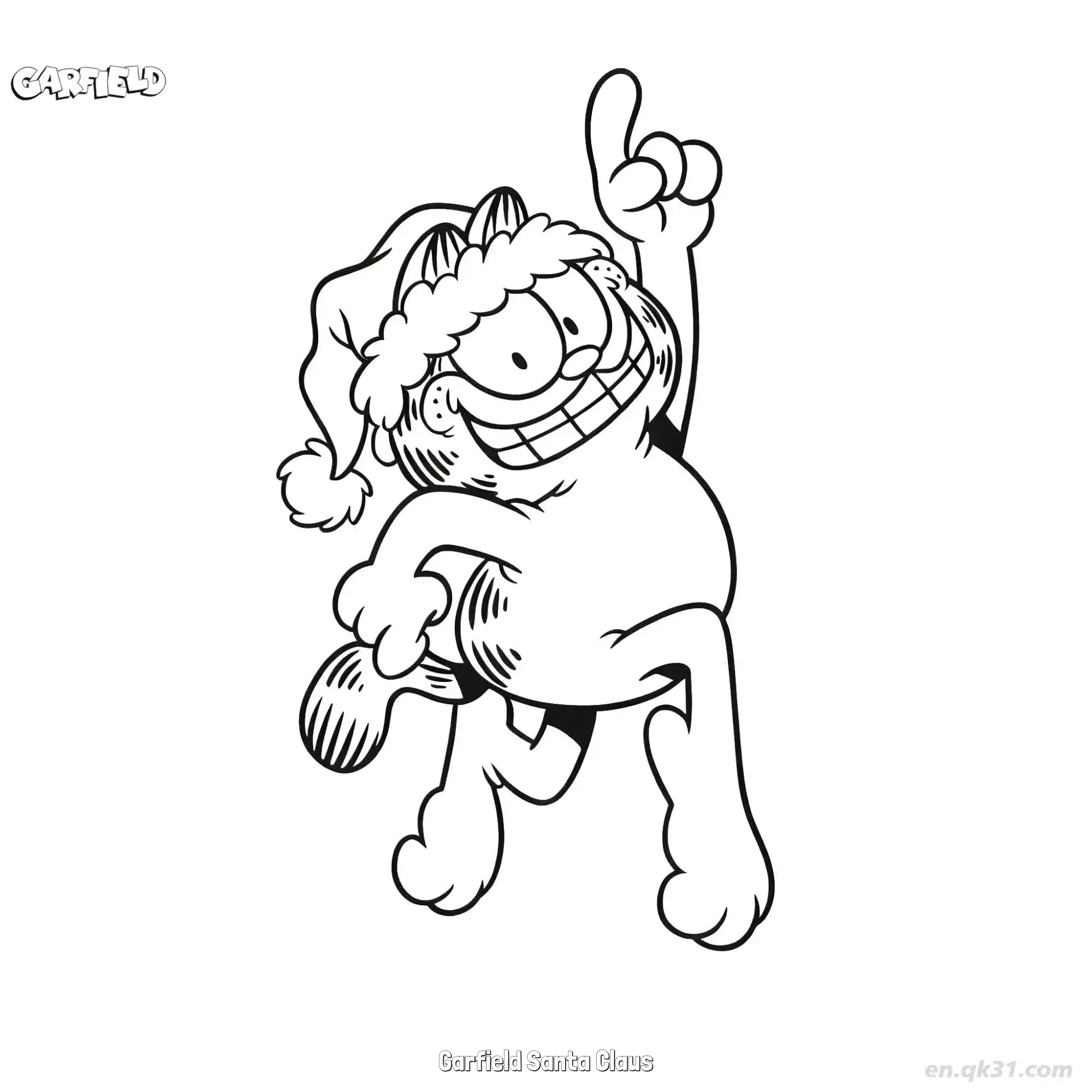 免费 圣诞老人加菲猫 简笔画 素描 涂鸦 - 免费可打印加菲猫 下载PDF 简笔画涂色页