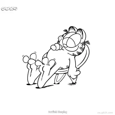 睡觉的加菲猫 2简笔画 素描 涂鸦 - 免费可打印加菲猫 下载PDF – 免费可打印简笔画涂色画