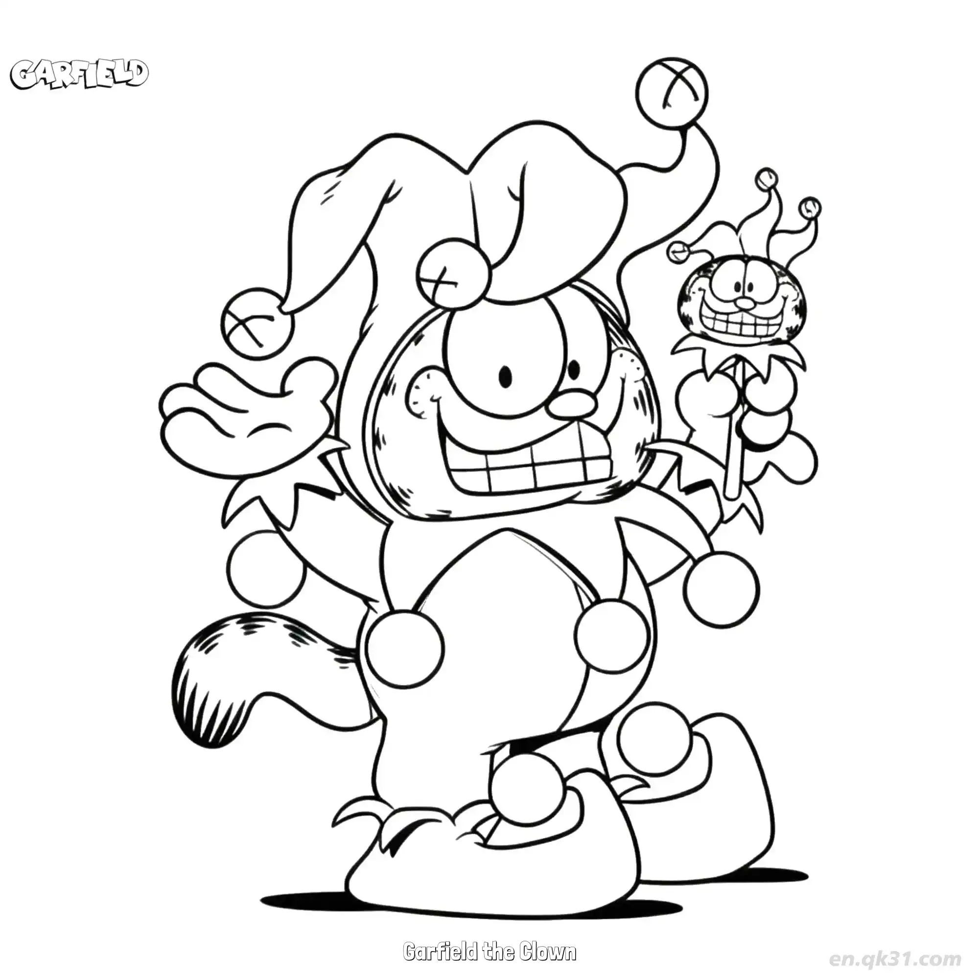 免费 小丑加菲猫 简笔画 素描 涂鸦 - 免费可打印加菲猫 下载PDF 简笔画涂色页