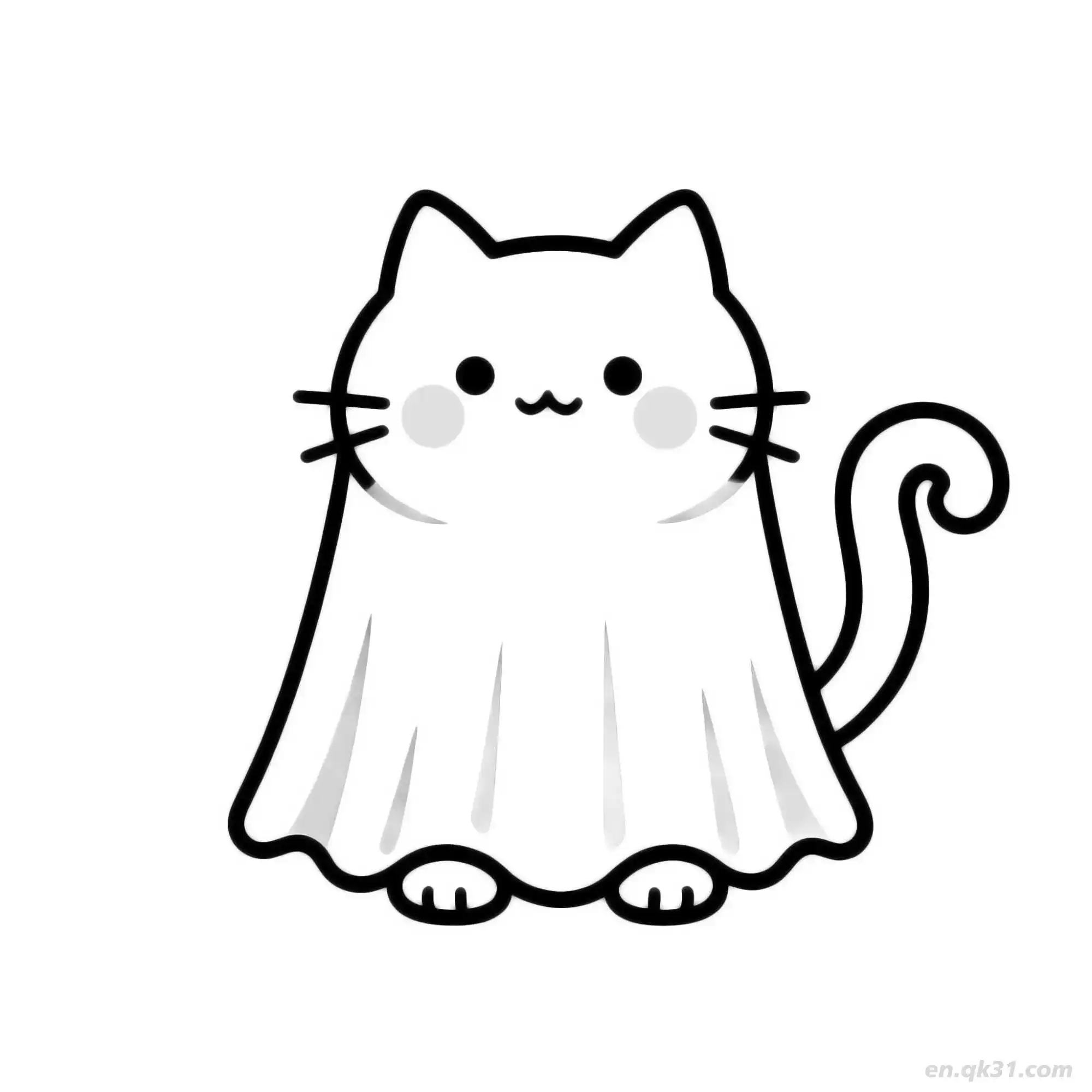 免费 万圣节猫 12简笔画 素描 涂鸦 - 免费可打印可爱猫 下载PDF 简笔画涂色页