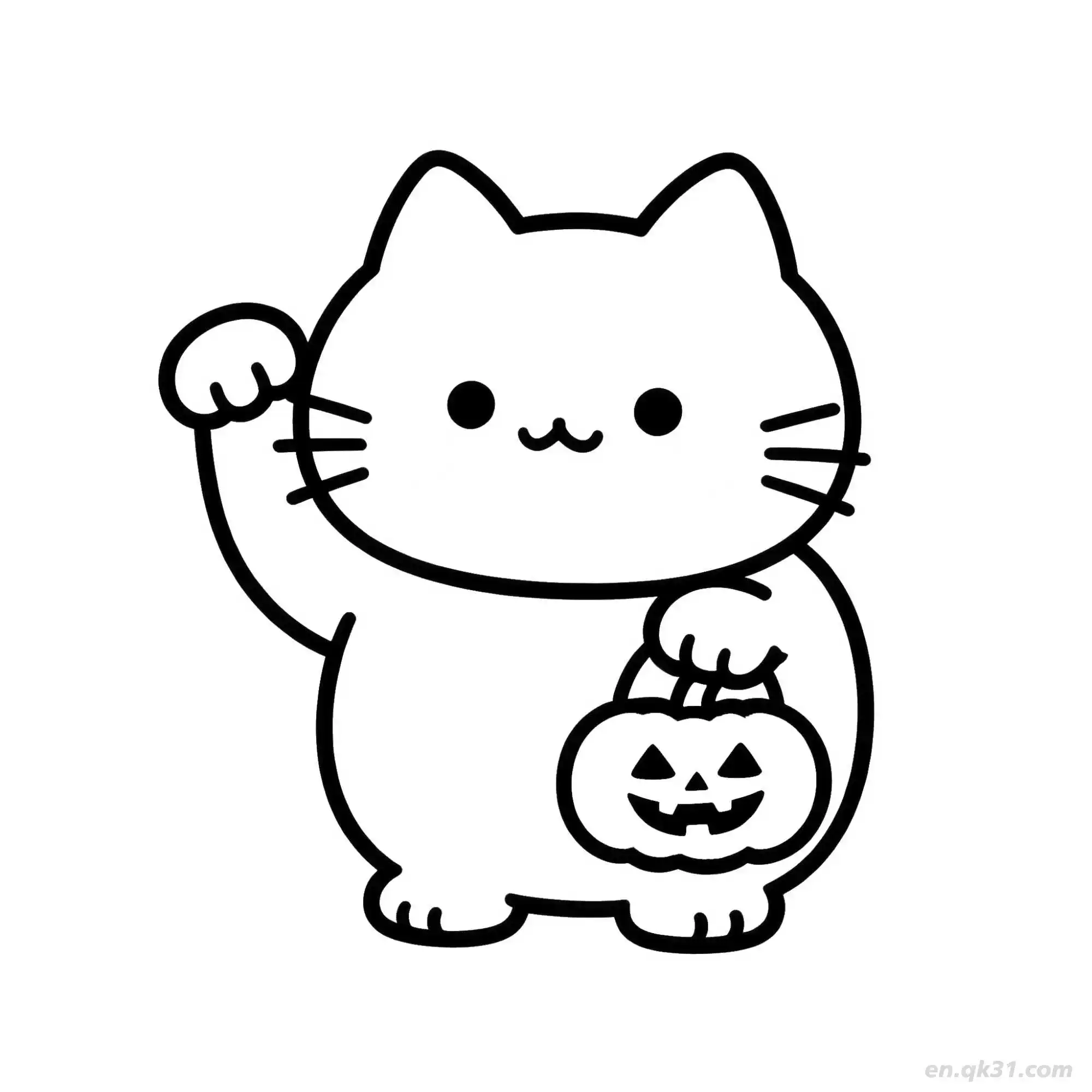 免费 万圣节猫 13简笔画 素描 涂鸦 - 免费可打印可爱猫 下载PDF 简笔画涂色页